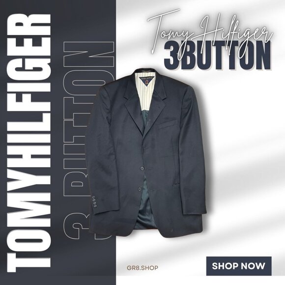 Tommy Hilfiger 3-Button Black Blazer – Classic Formal Suit Jacket - Picture 1 of 5